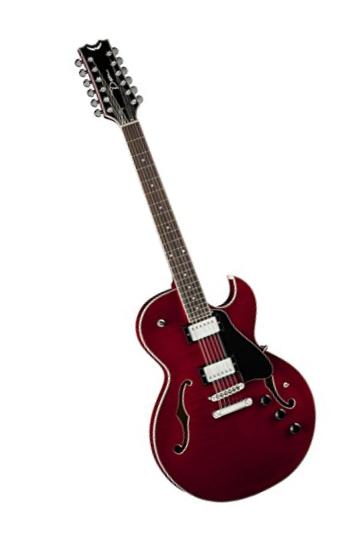 Dean COLT FM12 SC Colt Flame Top 12-String Semi-Hollow-Body Electric Guitar with Piezo, Scary Cherry