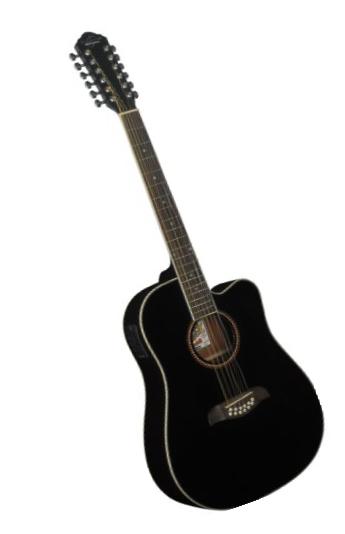 Oscar Schmidt OD312CEB 12-Strings Acoustic-Electric Guitar - Black