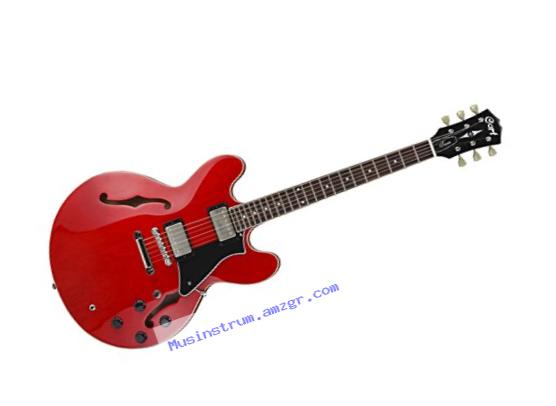 Cort SOURCECR Semi-Hollow Body Double Cutaway Electric Guitar, Maple Top, Cherry Red