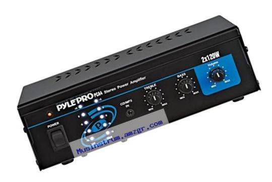 Pyle Compact Home Audio Amplifier - Stereo Power Amp, AUX/MP3/RCA Input, 2 x 120 Watt (PCA4)