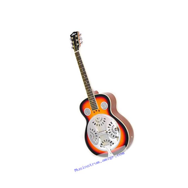 Pyle PGA48BR - Blues Steel Electric Acoustic Resonator Guitar with Built in Preamp and Pickup - Sunburst