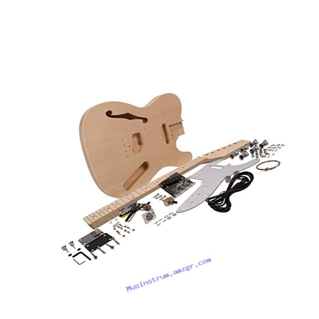 Seismic Audio - SADIYG-06 - DIY Tele Style Semi-Hollow Electric Guitar Kit - Unfinished Luthier Project Kit