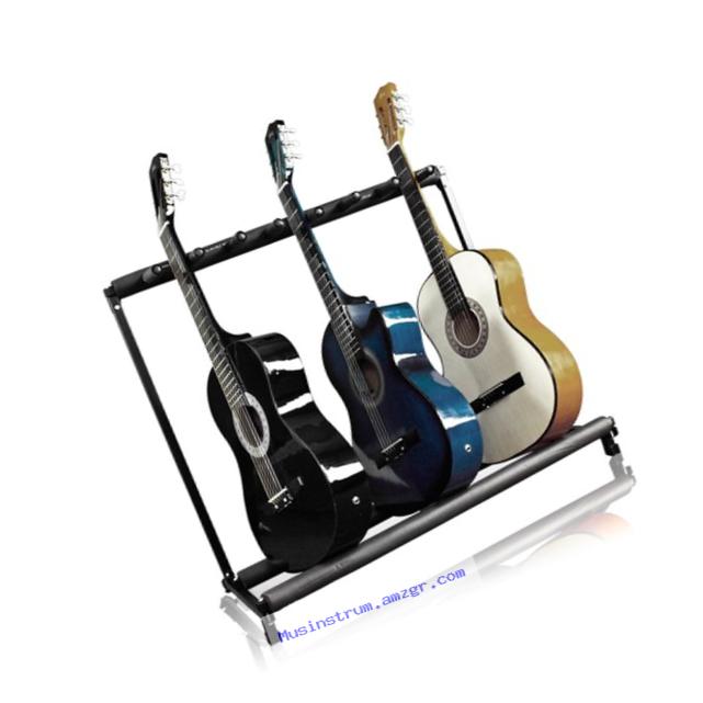 7 Multi Guitar Bass Folding Stand Stage 7 Holder Rack Guitar Stand
