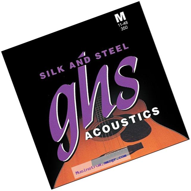 GHS Strings 350 Silk And Steel, Silver-Plated Copper Acoustic Guitar Strings, Medium (.011-.048)