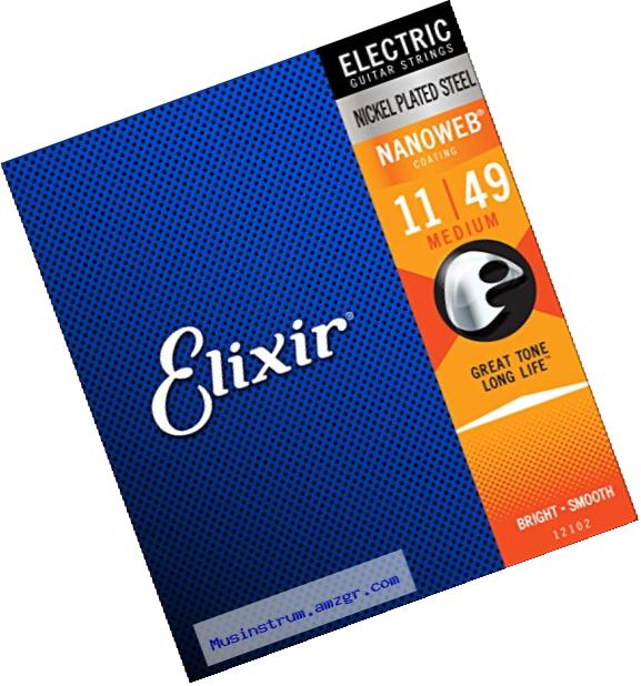 Elixir Strings Electric Guitar Strings w NANOWEB Coating, Medium (.011-.049)